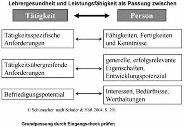 Abbildung 2: Lehrergesundheit und Leistungsfähigkeit als Person-Umwelt Passung person-umwelt